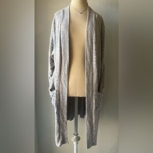 Lilidy Women's Heather Gray Open Front Knit Cardigan Sweater Size L/XL Pockets